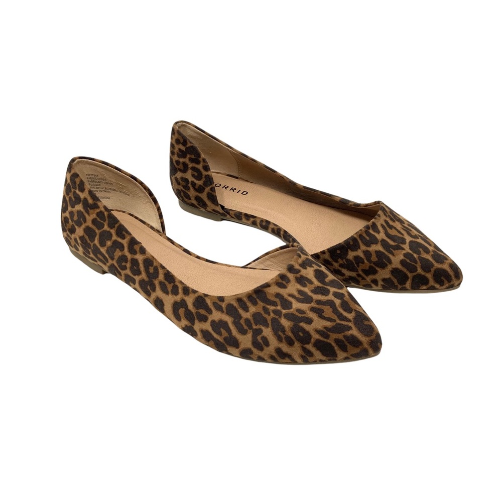 Torrid Womens Leopard Print D’Orsay Flat Size 8 W Brown Black Animal Print